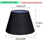 Set of 2 Small Empire Lamp Shades – Black Velvet, 5.9" x 9.84" x 6.9", Replacement for Table Lamps, Fits E26 Socket with Fixing Ring (Not for UNO Fitting)