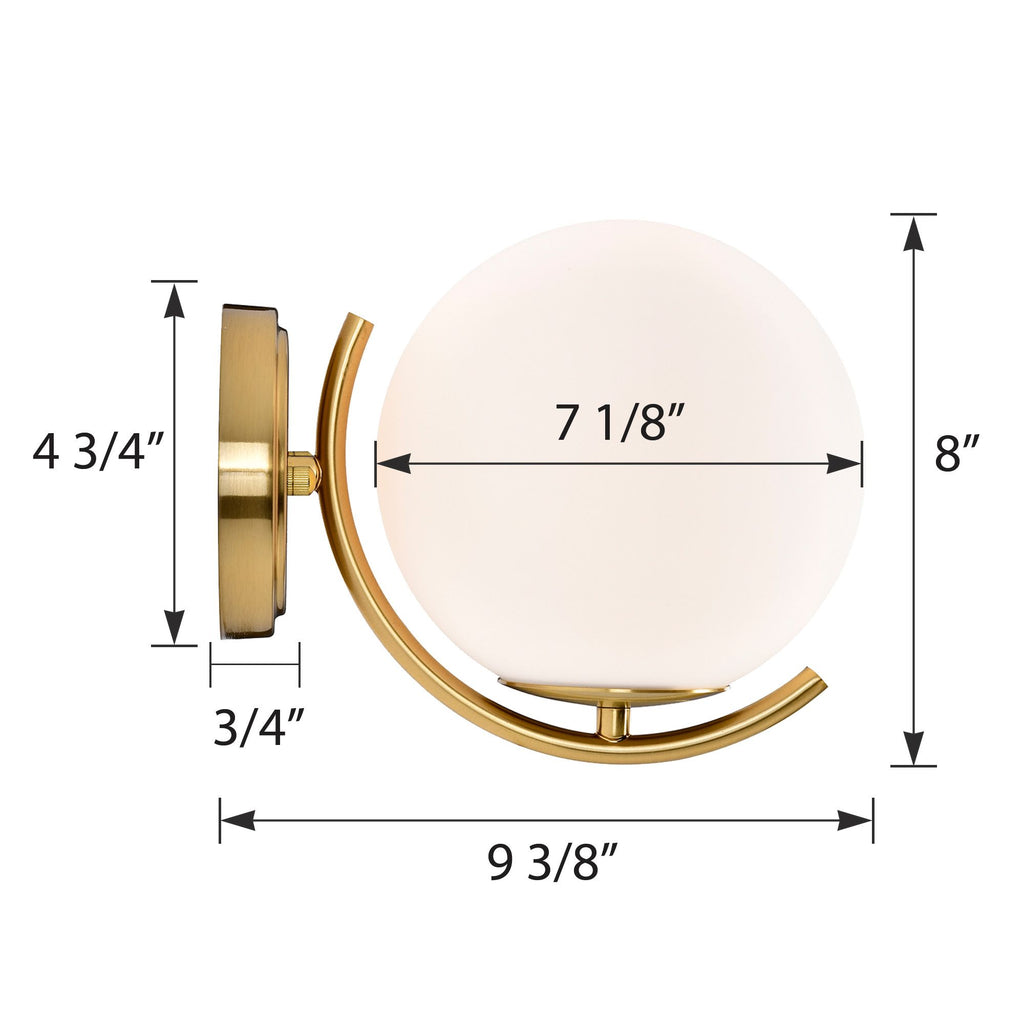 Mid Century Modern Gold Wall Sconces Gold Wall Lights For Bathroom With 180mm Large Glass Lampshade