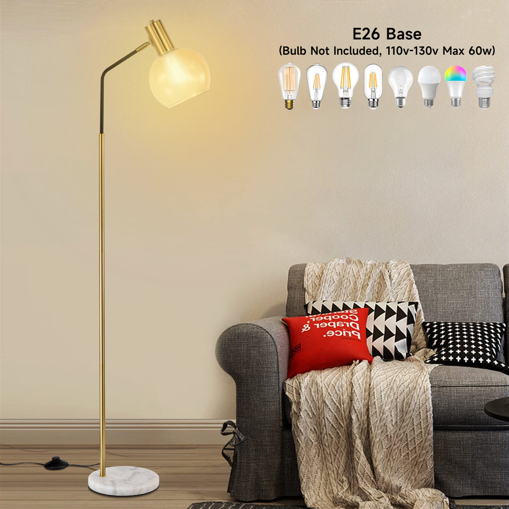 Floor Lamp for Bedroom Mid Century Modern Marble Base Gold Floor Lamp 61"