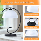 Vintage Black Table Lamp with Frosted Glass Shade, E26 Base Bedside Lamp for Bedroom, Living Room & Study