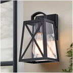 Outdoor Wall Lantern Black Outdoor Wall Sconce 1 Light Outdoor Light Fixture with Clear Glass Shade