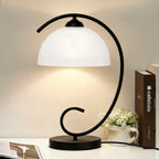 Vintage Black Table Lamp with Frosted Glass Shade, E26 Base Bedside Lamp for Bedroom, Living Room & Study