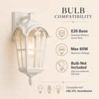 Traditional Outdoor Wall Lantern with Clear Glass, White