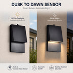 Modern Outdoor Wall Light with Dusk to Dawn Sensor, Black LED Porch Light for Exterior Walls