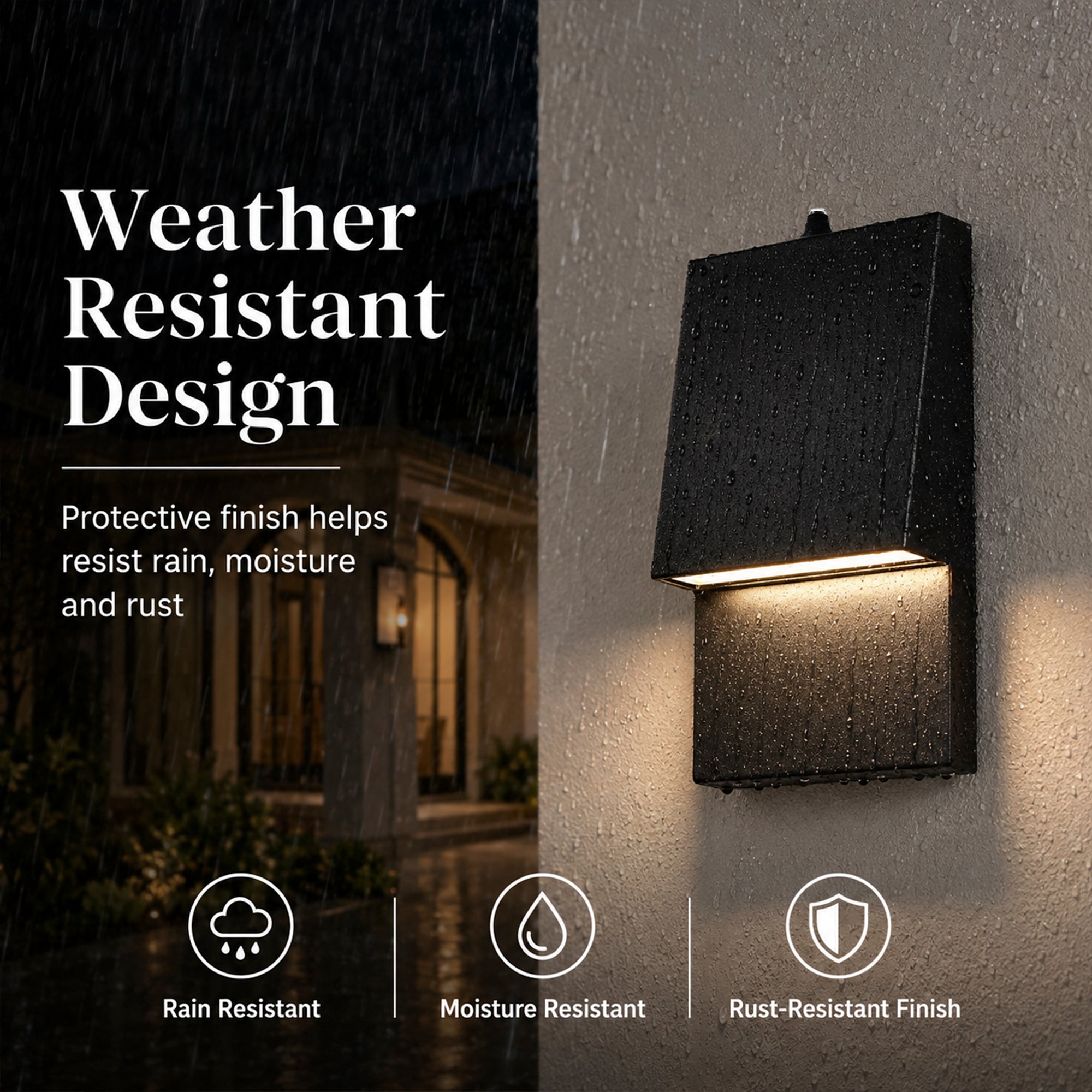 Modern Outdoor Wall Light with Dusk to Dawn Sensor, Black LED Porch Light for Exterior Walls
