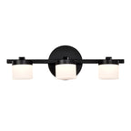 Modern 3-Light LED Bathroom Vanity Light – Matte Black Fixture with Frosted Acrylic Shades, 3000K Warm White, 15.7" Wide, Dimmable