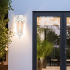 White Modern Outdoor Wall Light Clear Glass Exterior Light Fixture