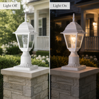 2 Pack White Outdoor Post Light with Clear Glass Shade, Traditional Pier Mount Lantern
