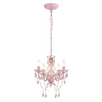 4-Light Crystal Chandelier with Adjustable Chain, E12 Candelabra Acrylic Pendant Light for Bedroom, Dining Room & Living Room