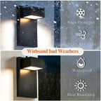 Outdoor Wall Light Fixtures with Dusk to Dawn Sensor, Modern Black LED Porch Lights Outdoor, 3000K Warm White