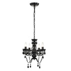 4-Light Crystal Chandelier with Adjustable Chain, E12 Candelabra Acrylic Pendant Light for Bedroom, Dining Room & Living Room