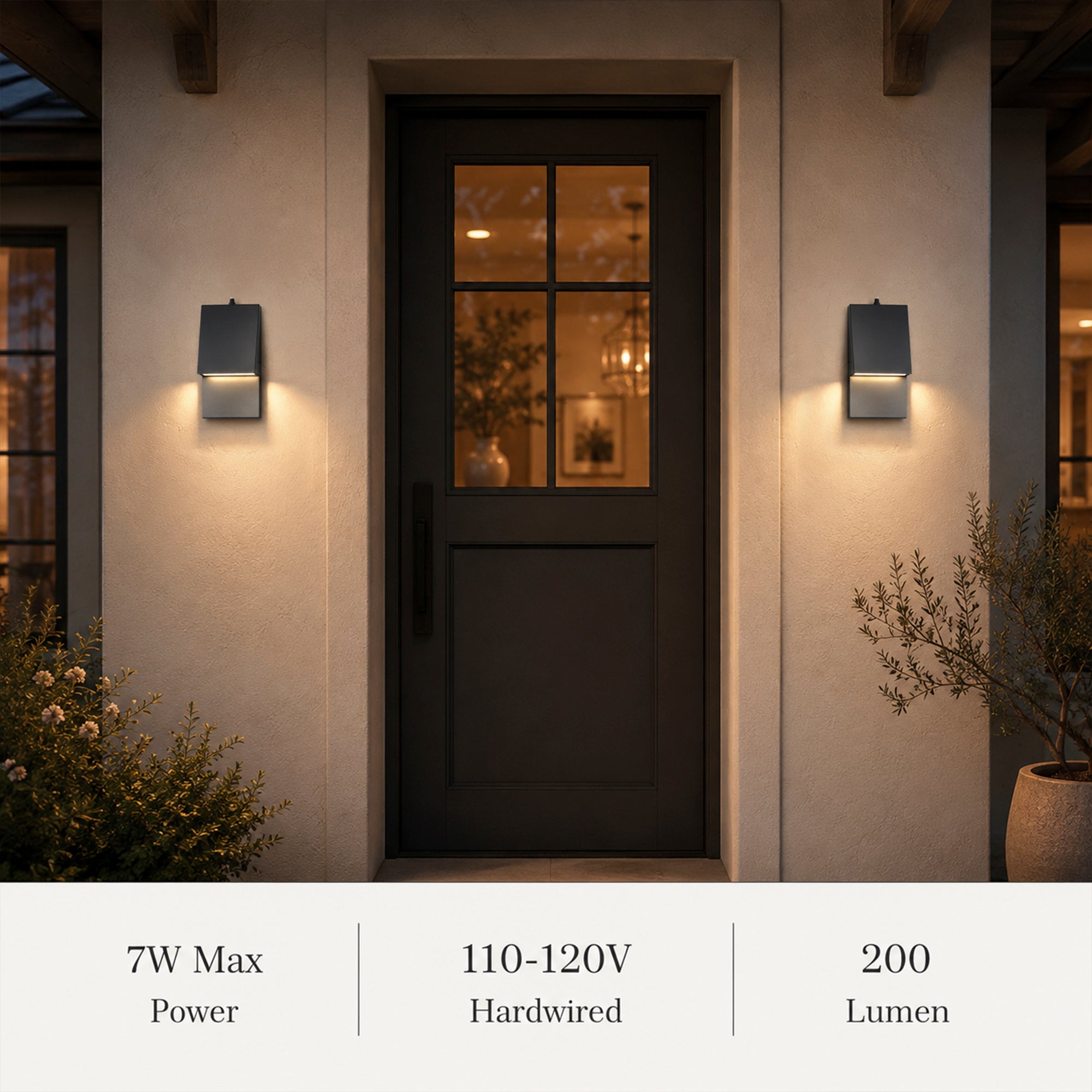 Modern Outdoor Wall Light with Dusk to Dawn Sensor, Black LED Porch Light for Exterior Walls