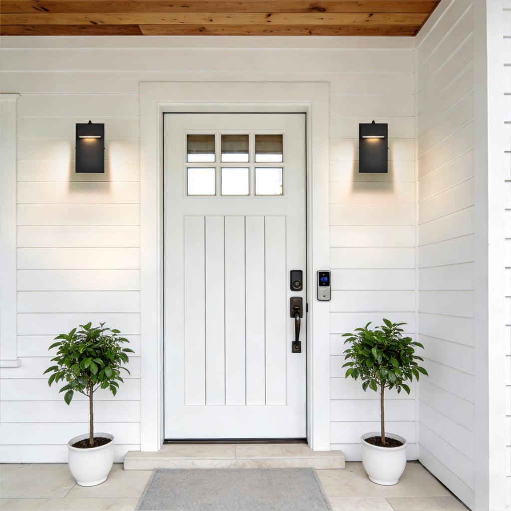 Dusk to Dawn Black LEDModern Outdoor Wall Lights 2-Pack,3000K Warm White,  for Porch, Patio, Garage, Entryway