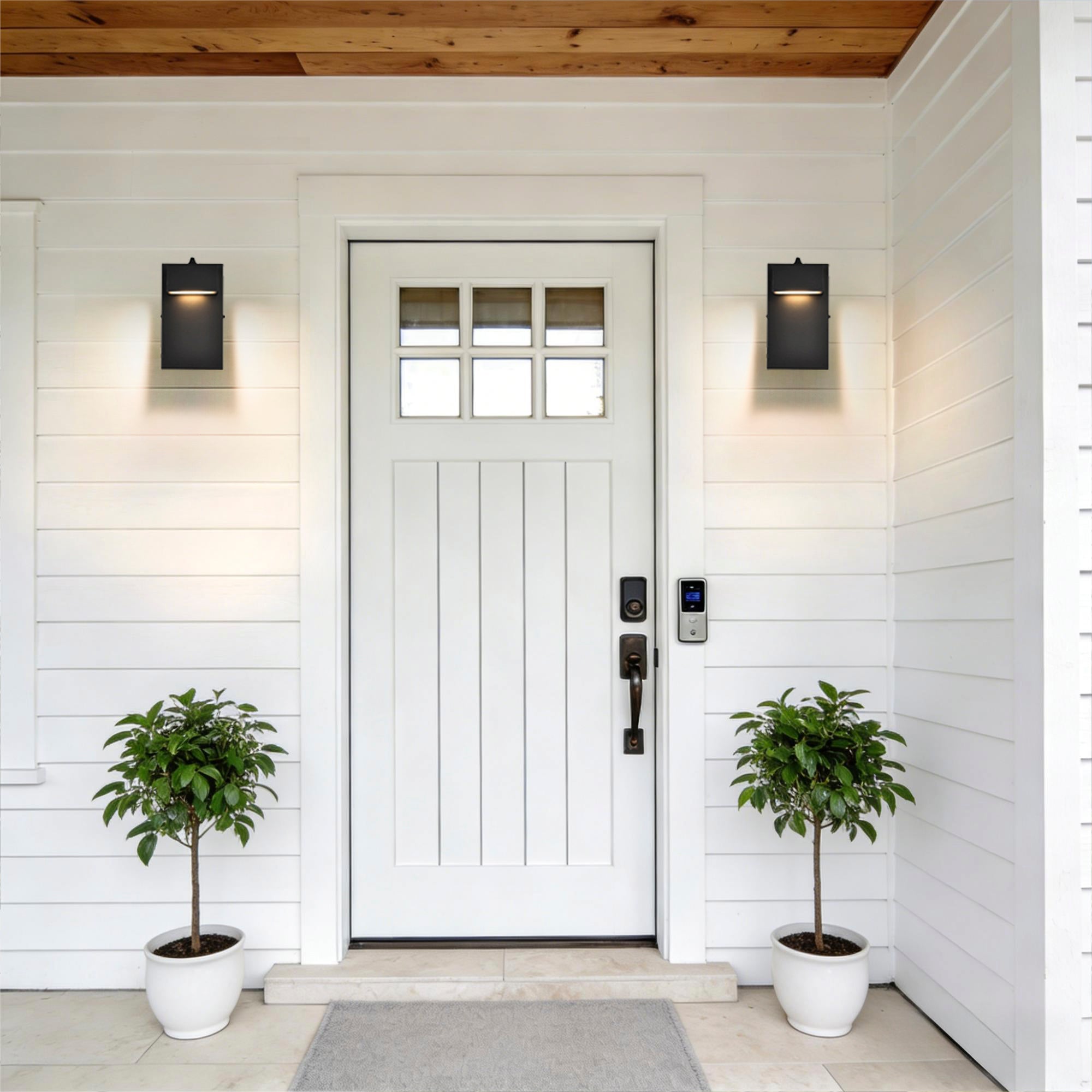 Dusk to Dawn Black LEDModern Outdoor Wall Lights 2-Pack,3000K Warm White,  for Porch, Patio, Garage, Entryway