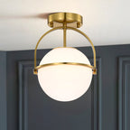 Modern Globe Flush Mount Ceiling Light with Glass Shade, E12 Base Indoor Ceiling Lamp for Bedroom, Hallway & Entryway