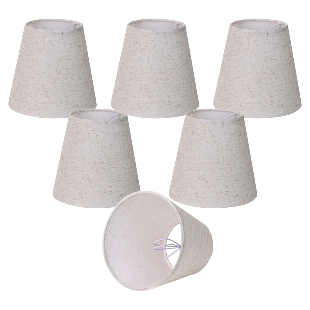 Chandelier Shades set of 6 Clip-On Small Line Empire Lampshades for E12 Candelabra Bulbs