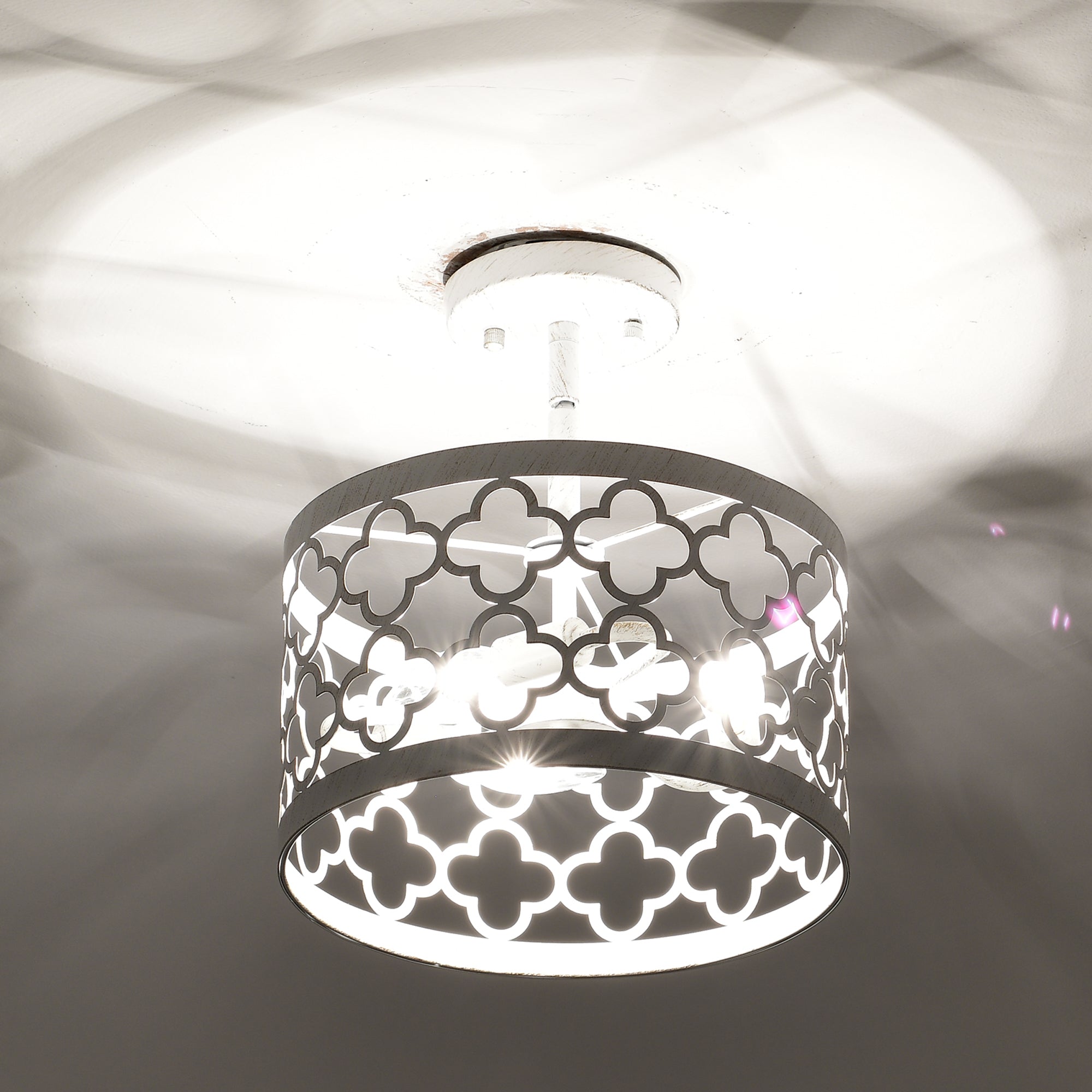 White Semi Flush Mount Chandelier 3-Light Small Ceiling Light 11” Wide