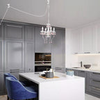 Plug In Chandelier Modern White and Pink Crystal Chandelier 4-Light