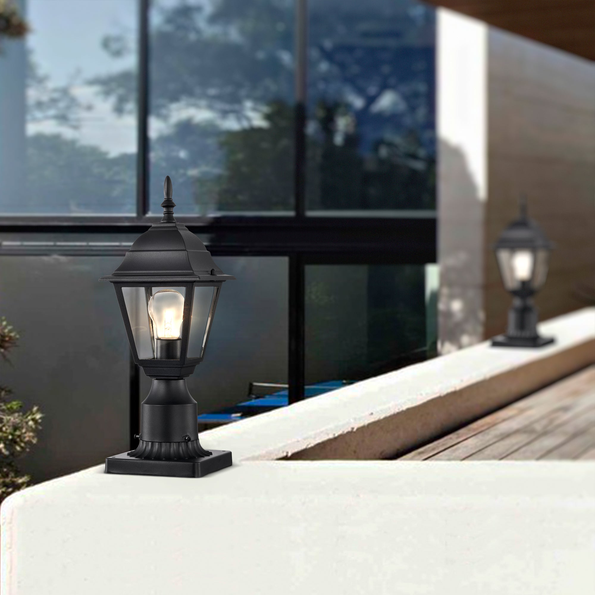 Outdoor Post Light with Pier Mount Adapter 2 Pack Outside Post Lantern