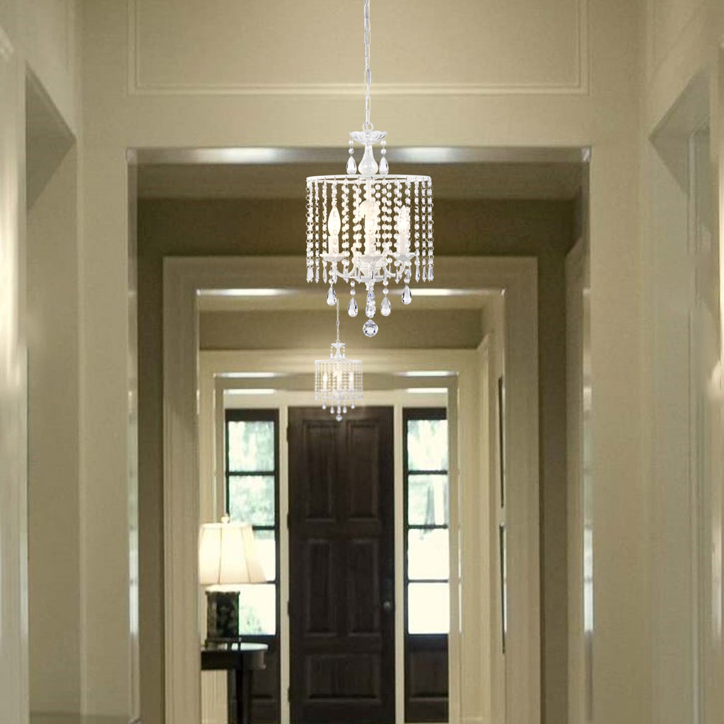 White Chandelier Modern Crystal Chandelier Mini Chandelier Light Fixture 3-Light