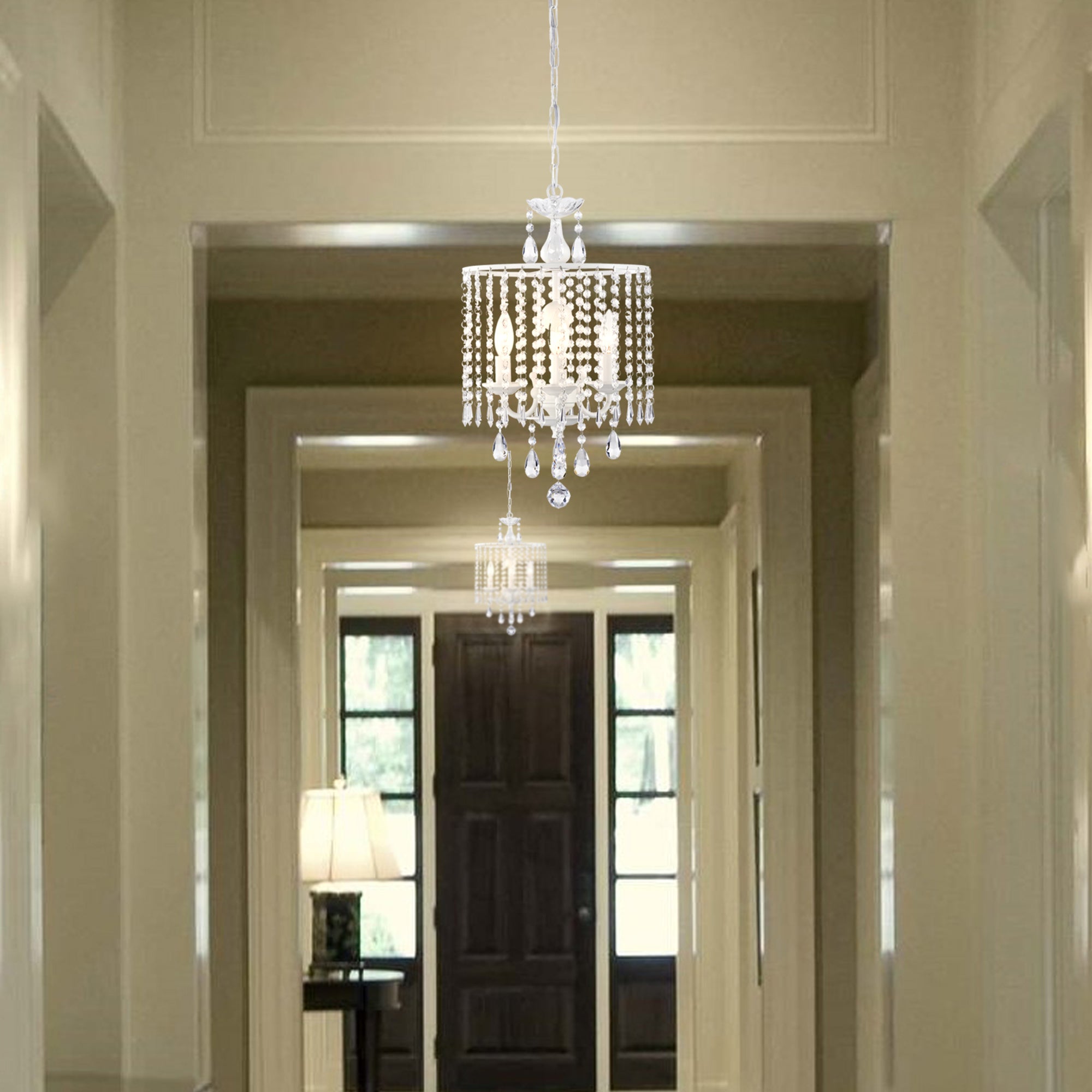 White Chandelier Modern Crystal Chandelier Mini Chandelier Light Fixture 3-Light