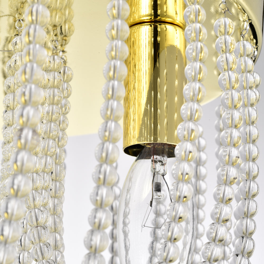 Crystal Flush Mount Chandelier Light Fixture Gold Flush Mount Ceiling Light 3 Light