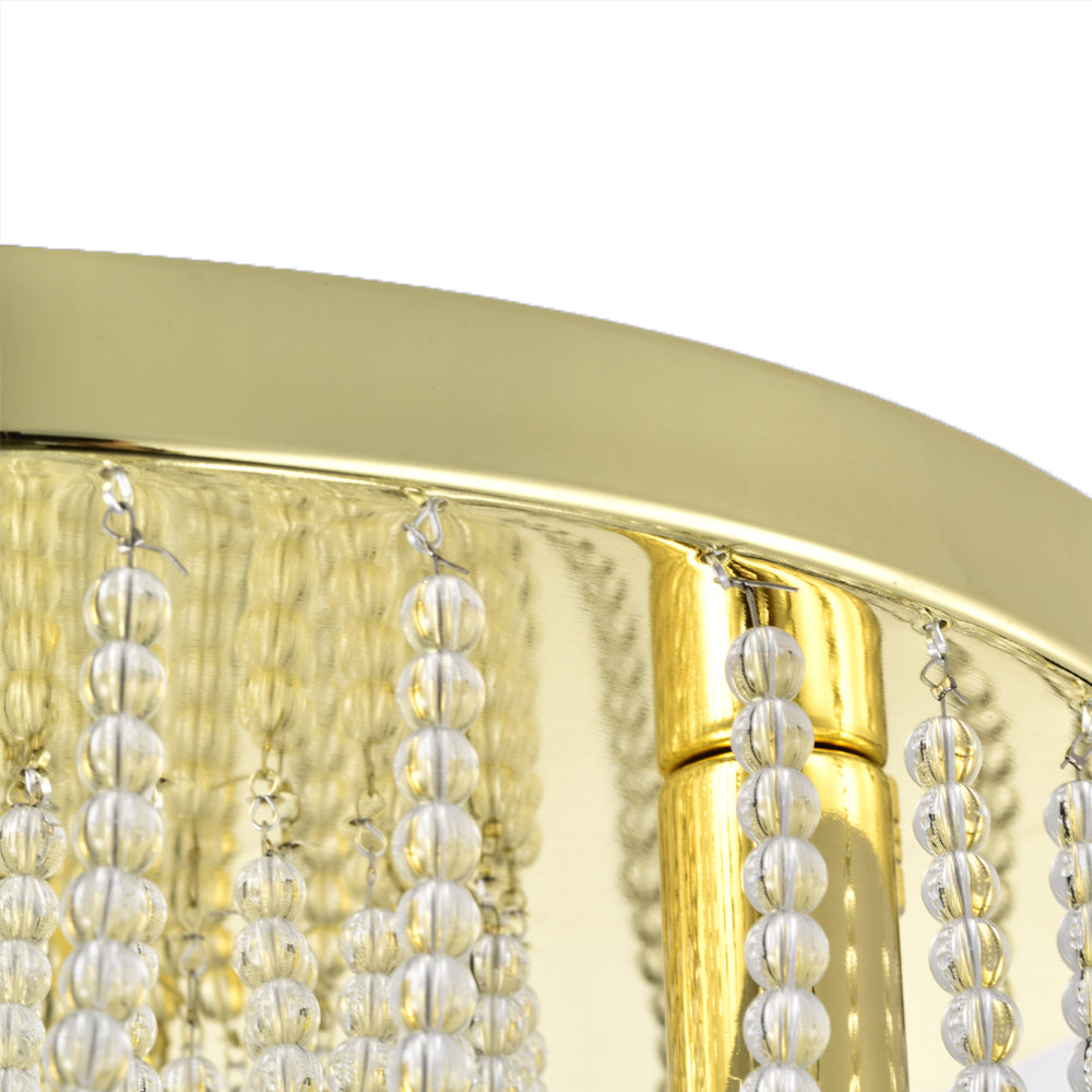 Crystal Flush Mount Chandelier Light Fixture Gold Flush Mount Ceiling Light 3 Light