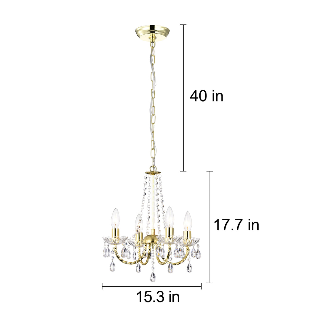 Mini Gold Chandelier for Bedroom 4 Light Modern Crystal Chandelier Light Fixture