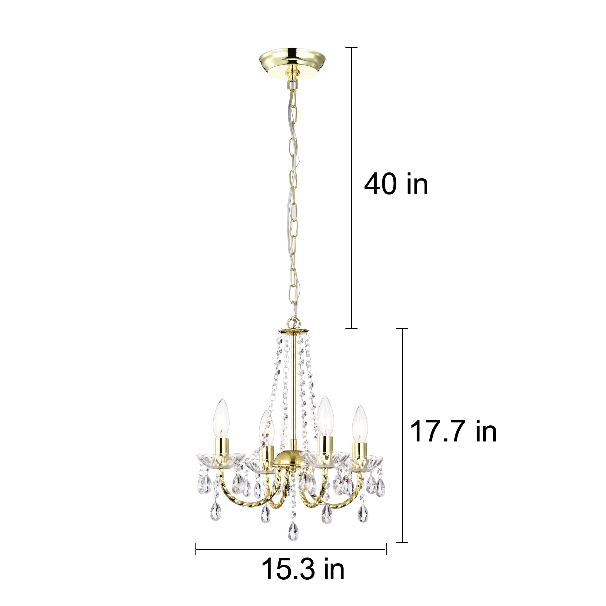 Mini Gold Chandelier for Bedroom 4 Light Modern Crystal Chandelier Light Fixture
