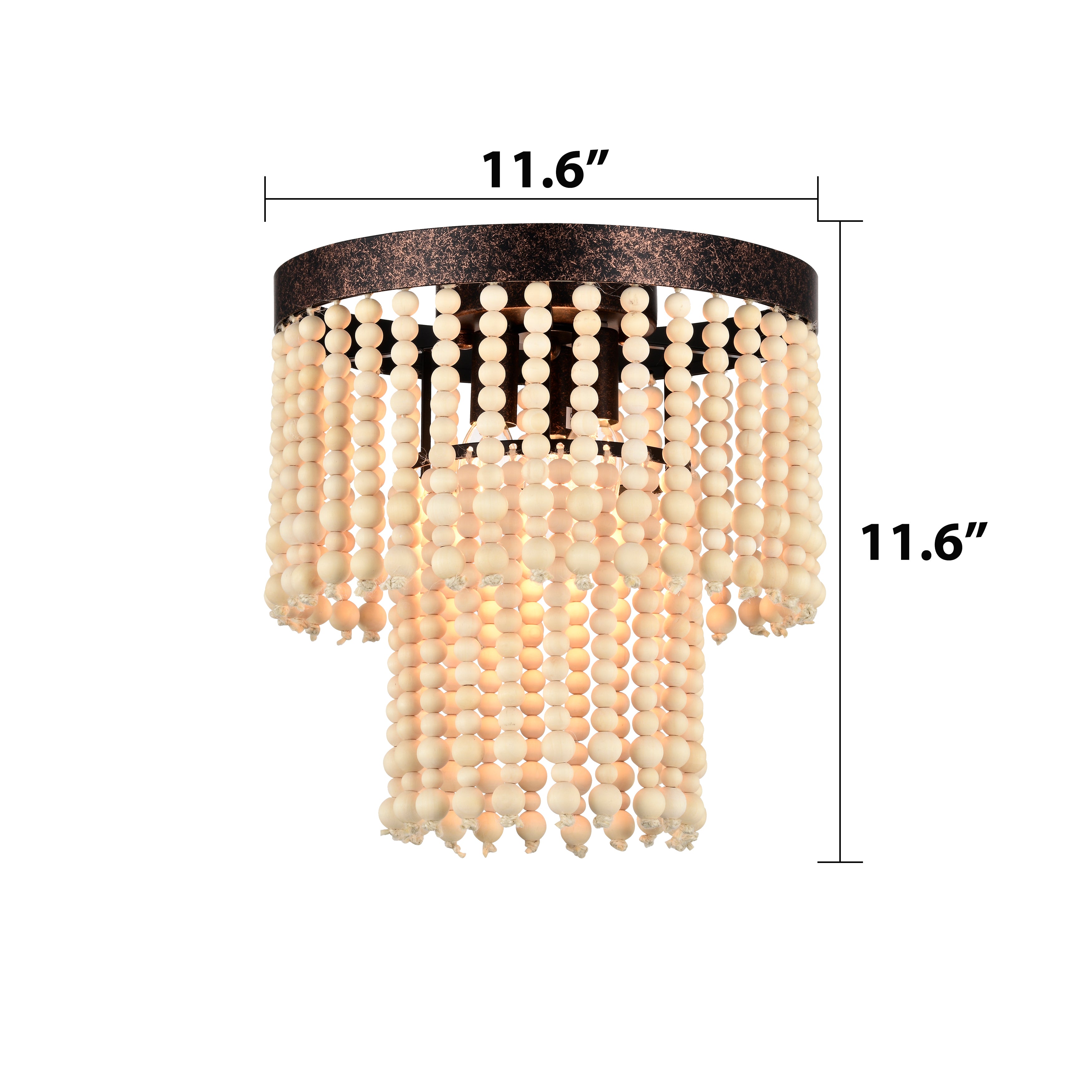 Boho Chandelier Light Fixture 3-Light Flush Mount Two Tier Chandeliers for bedrooms Beaded Chandelier Light Fixture