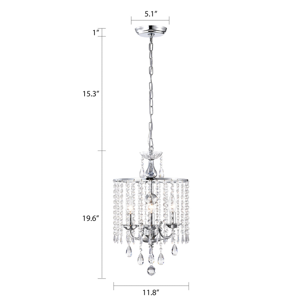 Modern Chandelier Mini Crystal Chandelier Chrome Finish Chandelier 3-Light