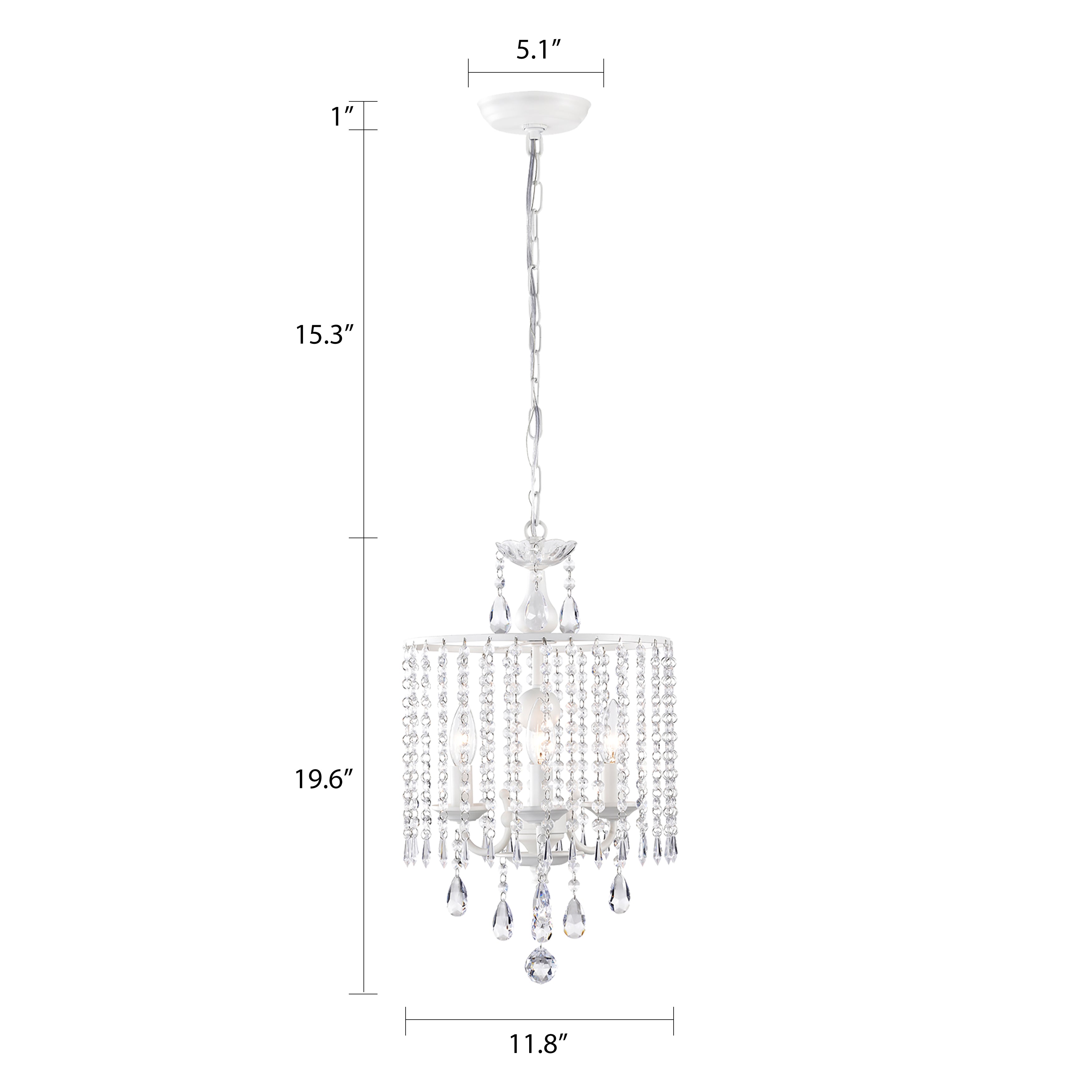 White Chandelier Modern Crystal Chandelier Mini Chandelier Light Fixture 3-Light