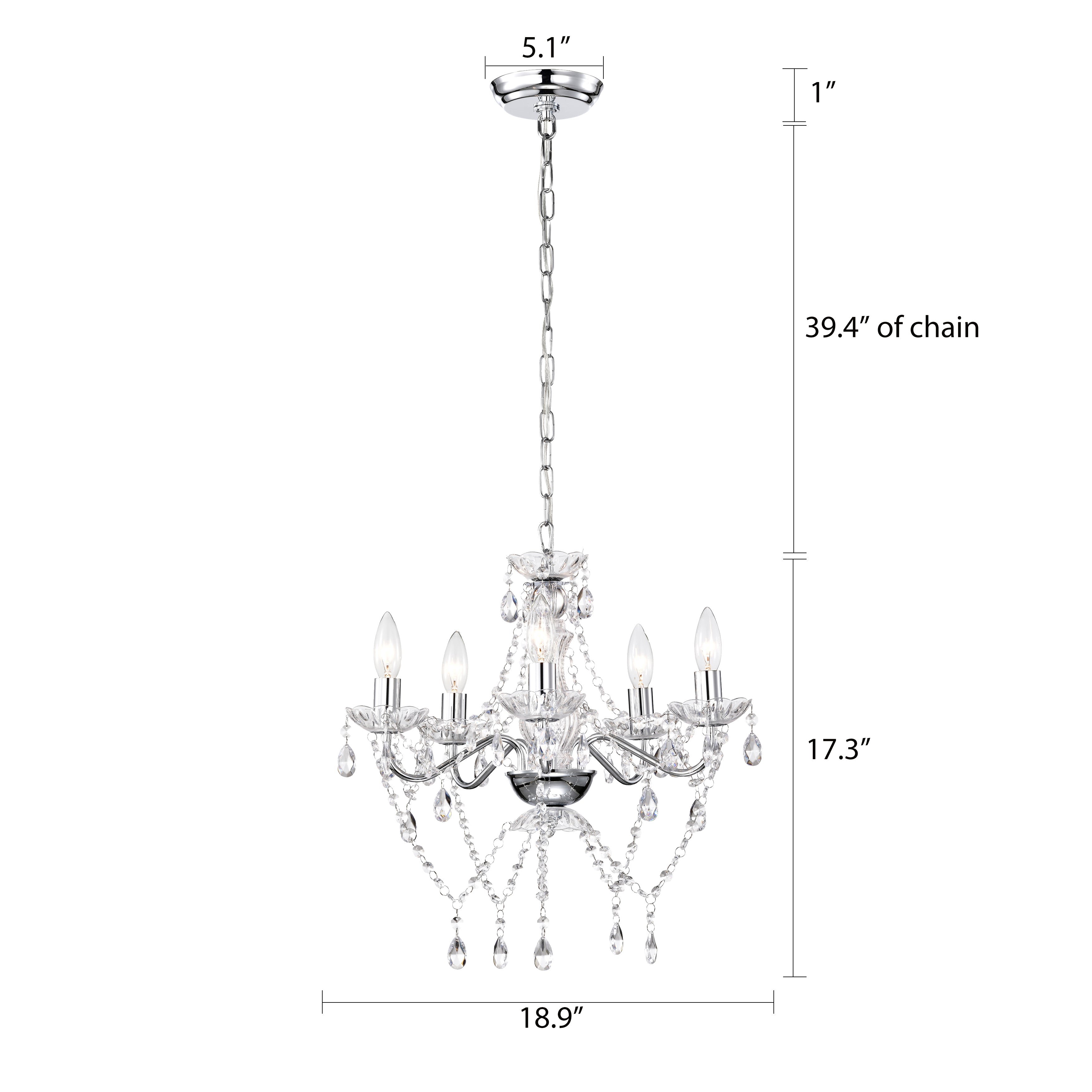 Chrome Chandelier Acrylic Crystal Chandelier 5-Light Modern Chandelier