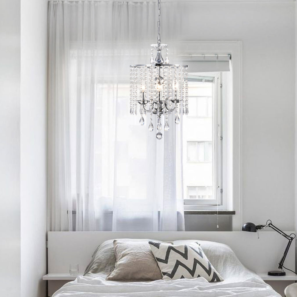 Modern Chandelier Mini Crystal Chandelier Chrome Finish Chandelier 3-Light