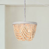 Plug in Wood Beaded Chandelier 3-Light Boho Light Fixture Ceiling