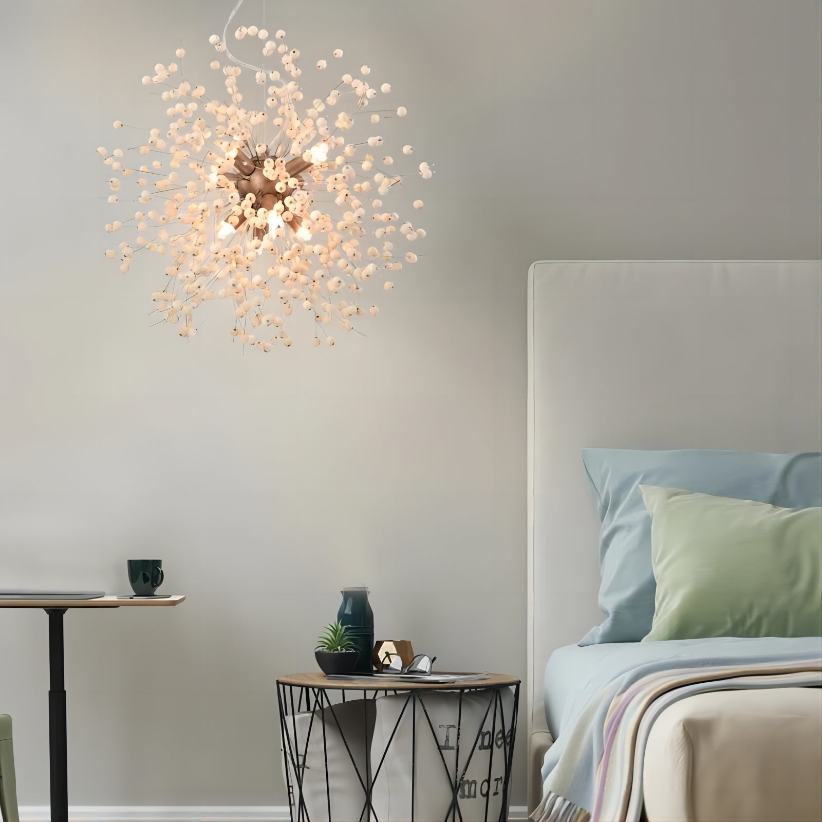Wood Beaded Chandelier Dandelion Modern Sputnik Chandeliers 8-Light