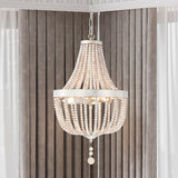 Wood Beaded Chandelier Farmhouse Boho Chandelier Light Fixture 3- light