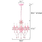 Pink Chandeliers with Crystals 5-Light Small Chandelier for Girls Room