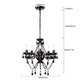 Black Acrylic Crystal Chandeliers 5-Light Modern Bedroom Chandelier