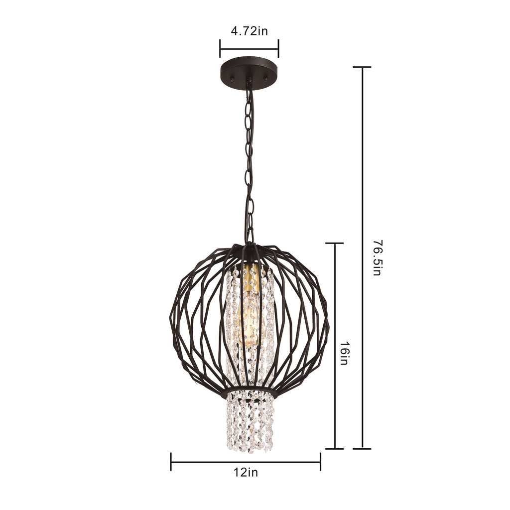Black Orb Chandelier 1-Light Crystal Chandelier