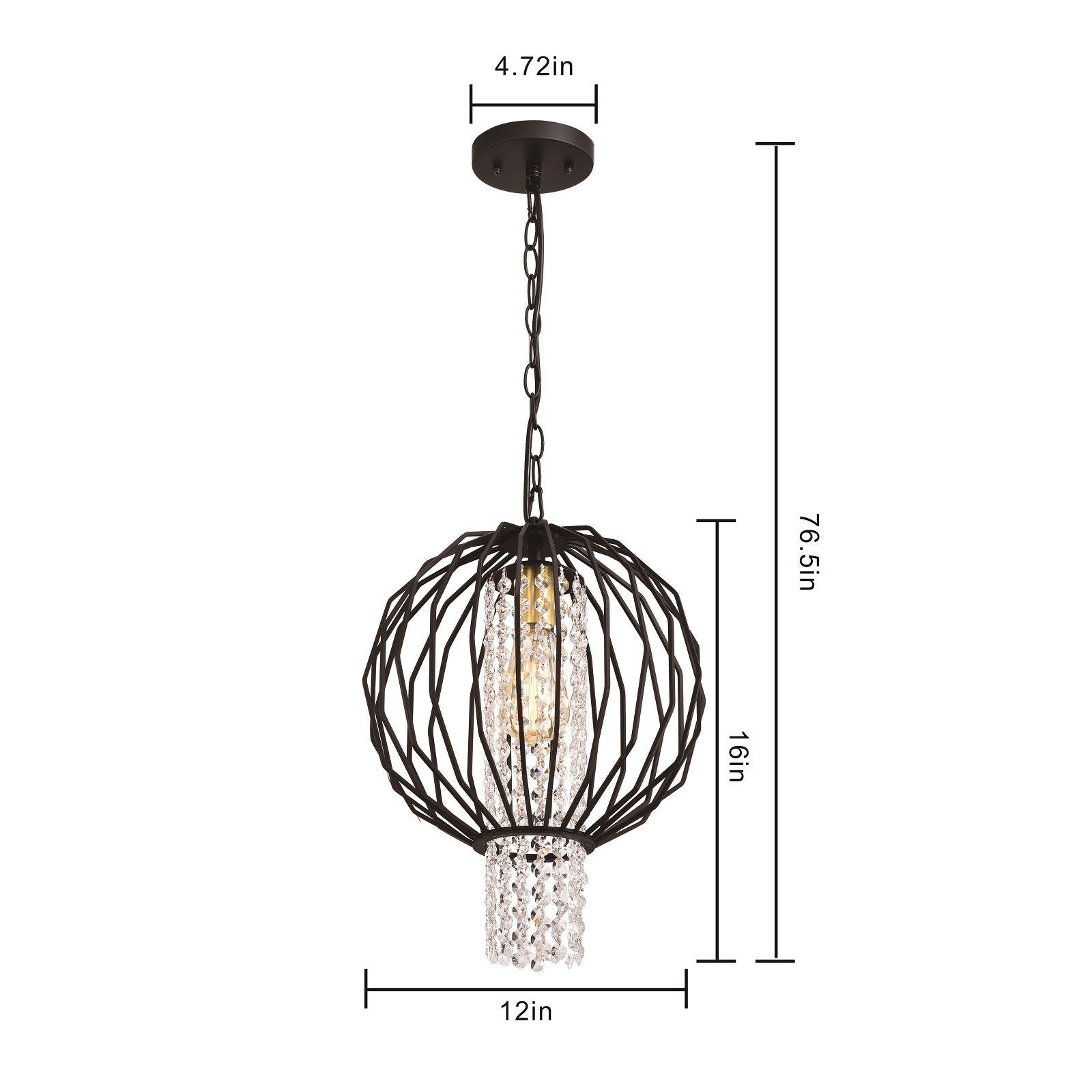 Black Orb Chandelier 1-Light Crystal Chandelier
