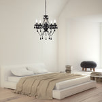 Black Acrylic Crystal Chandeliers 5-Light Modern Bedroom Chandelier