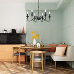 Modern Farmhouse Black Chandelier 6-Light Candle Pendant Light