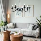 Modern Farmhouse Black Chandelier 6-Light Candle Pendant Light