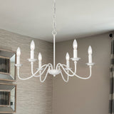 Antique White Traditional Linear Chandeliers 6-Light Pendant Light - 1