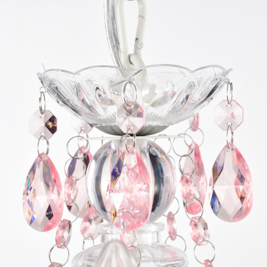 White Chandeliers 5-Light Pink Crystal Chandelier for Girls Room