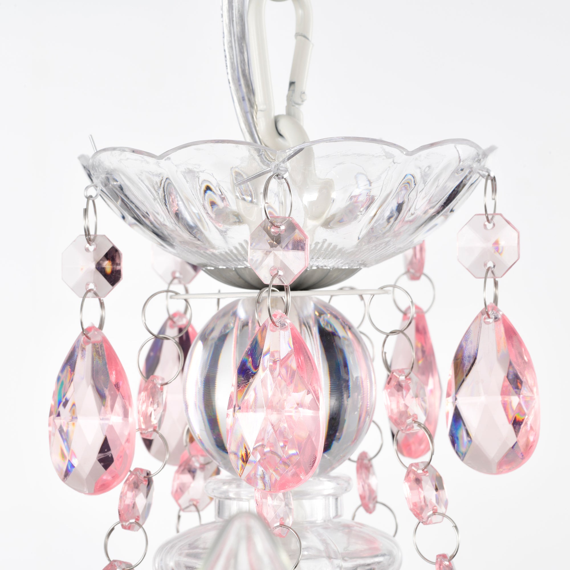 White Chandeliers 5-Light Pink Crystal Chandelier for Girls Room