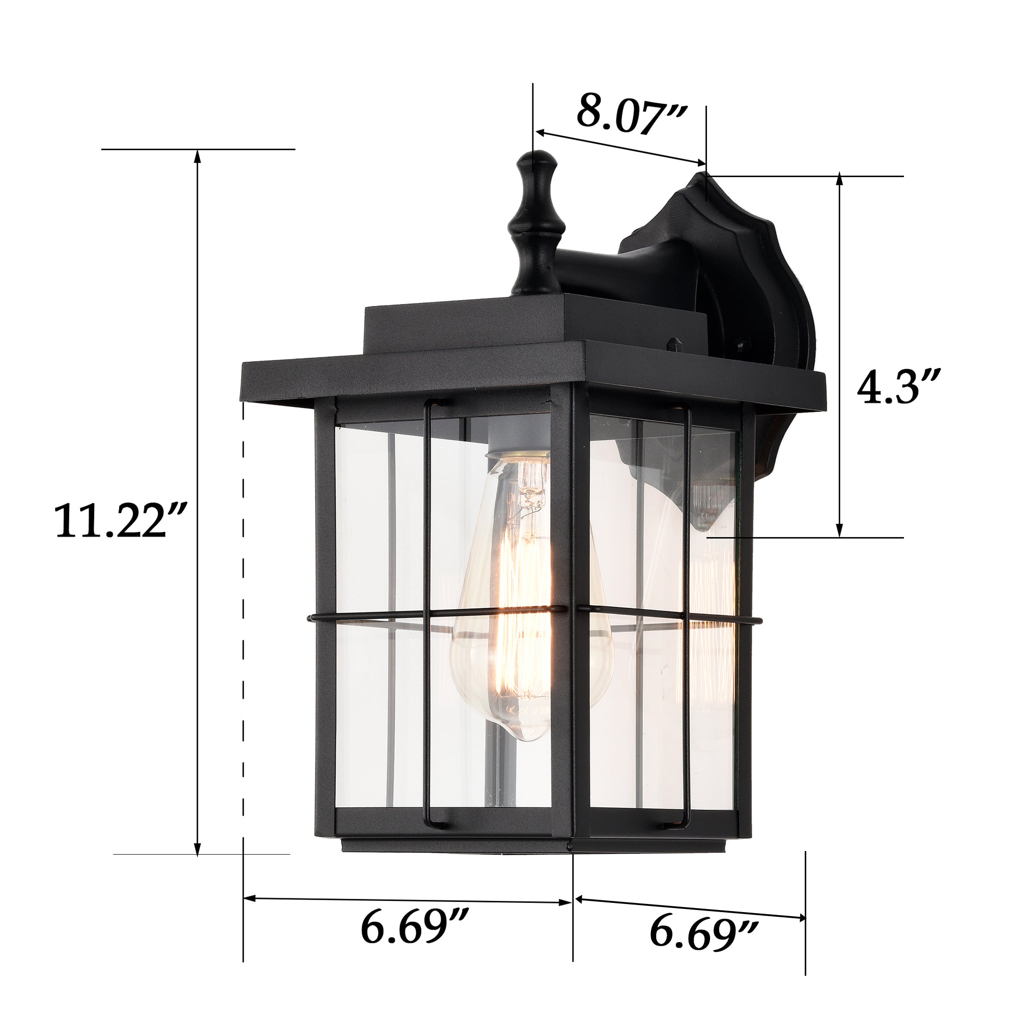 Outdoor Garage Lights Wall Mount Black with Clear Glass Shade 1-Light Outdoor Light Fixture