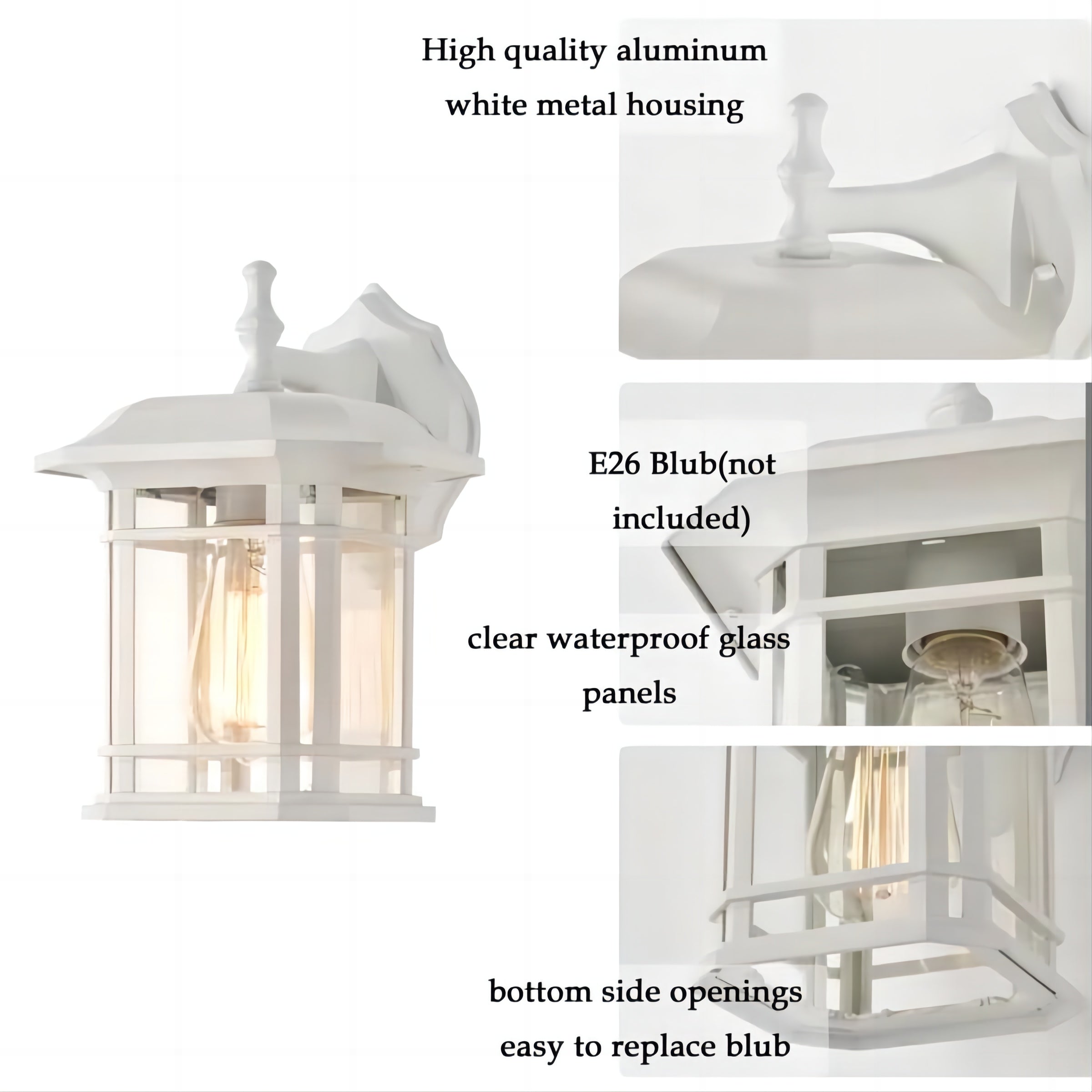 Outdoor Wall Sconces White Outdoor Wall Lantern Modern 1-Light