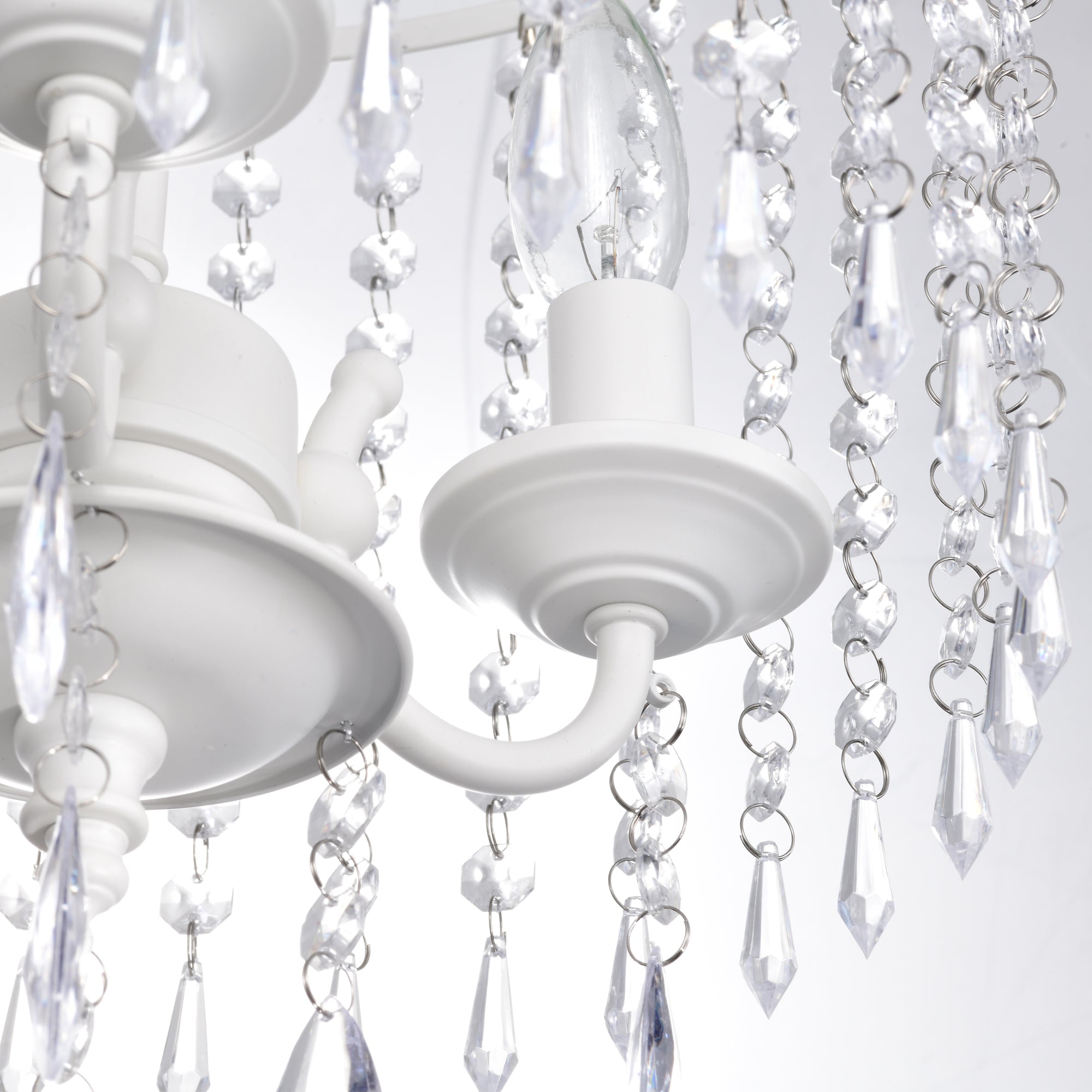 White Chandelier Modern Crystal Chandelier Mini Chandelier Light Fixture 3-Light